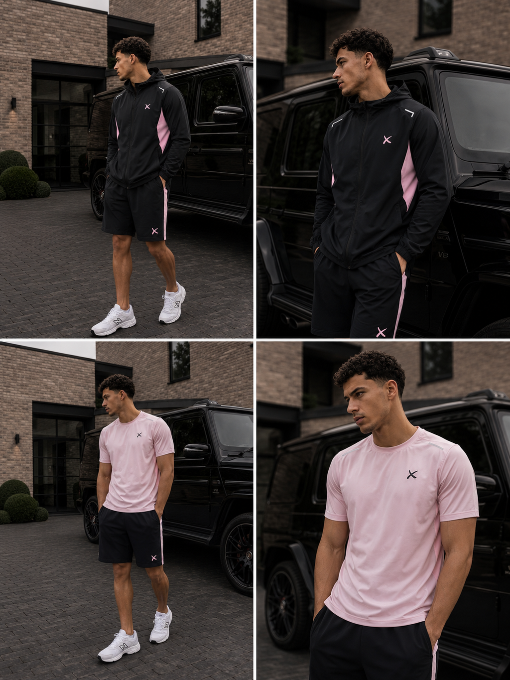 Windbreaker 3 piece set pink & dark grey