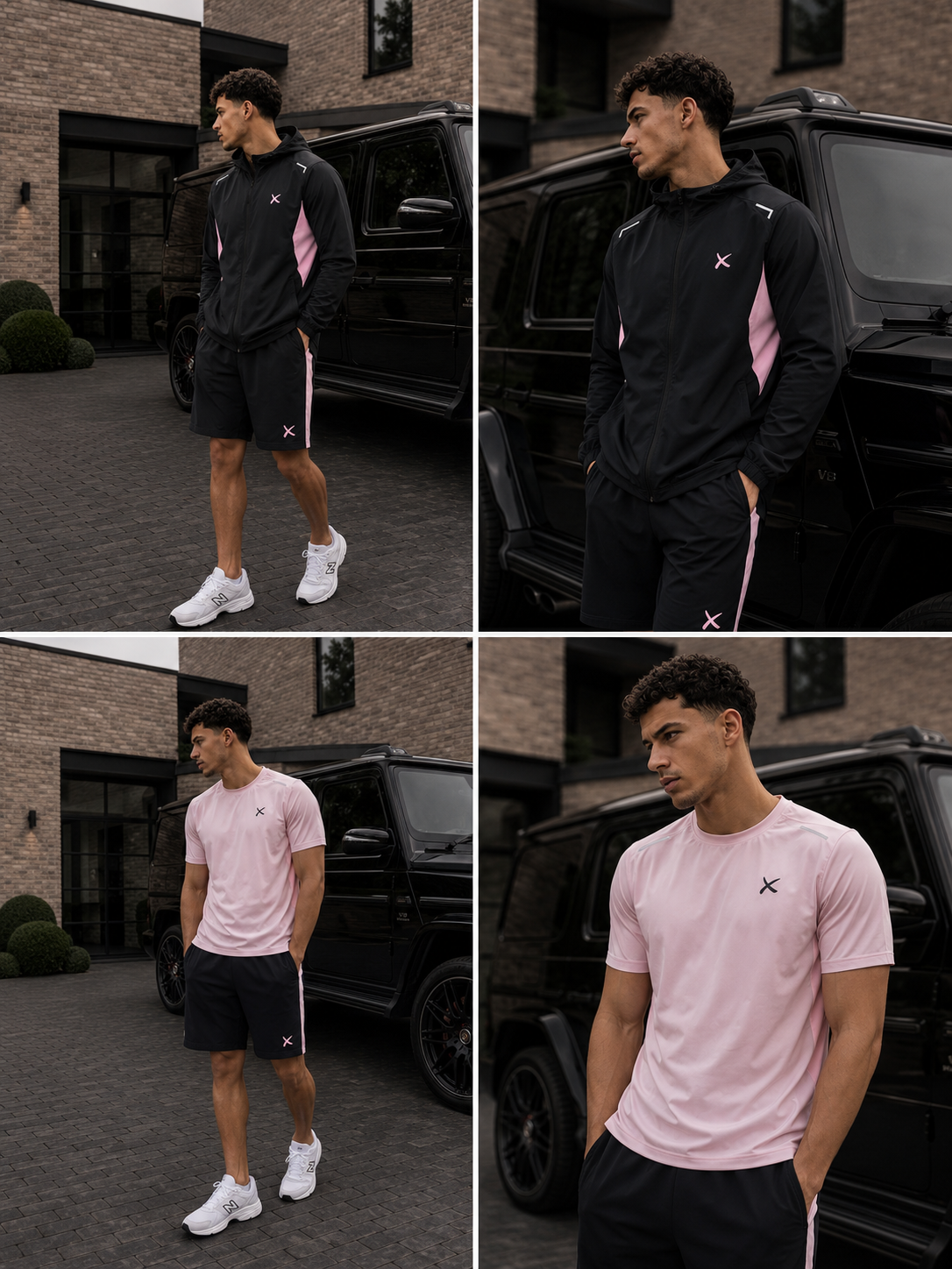 Windbreaker 3 piece set pink & dark grey
