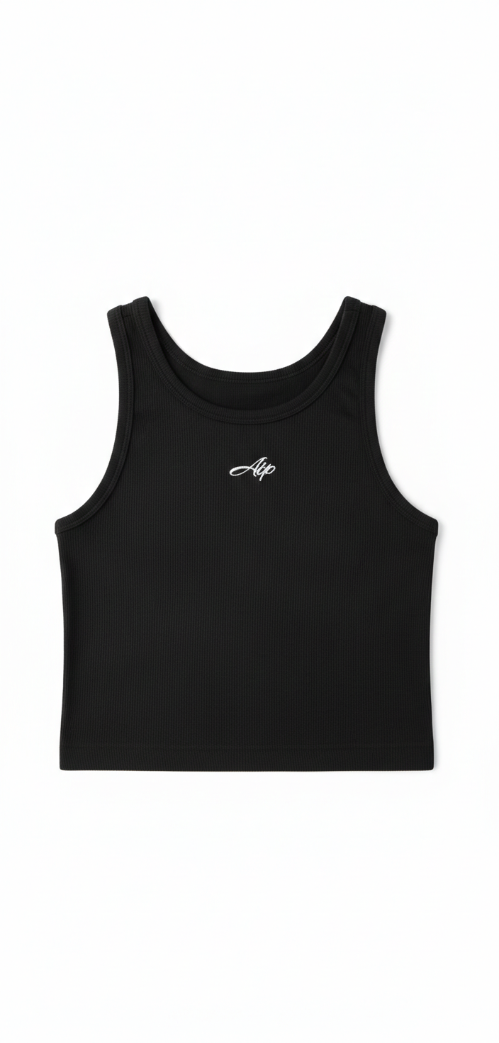 Women's Black Ribbed Vest