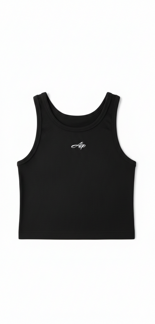 Women's Black Ribbed Vest