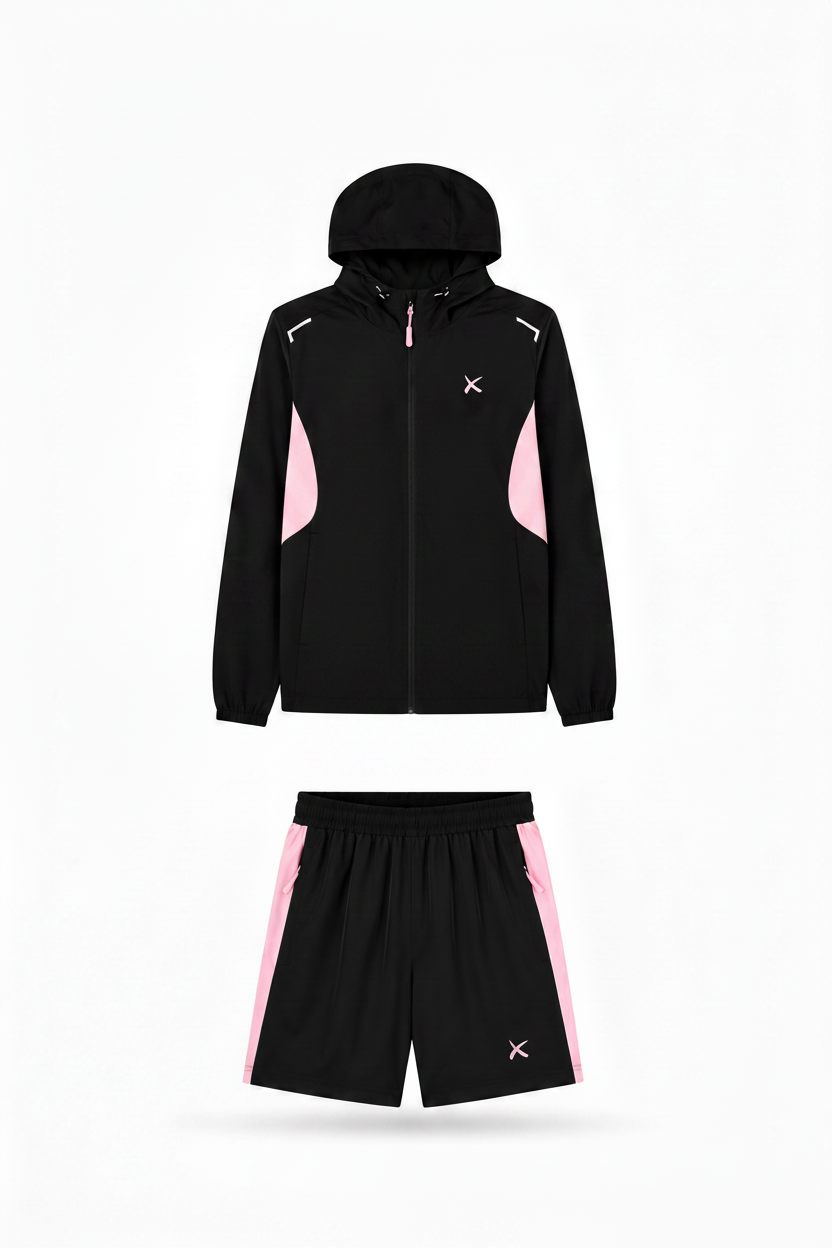 Windbreaker 3 piece set pink & dark grey