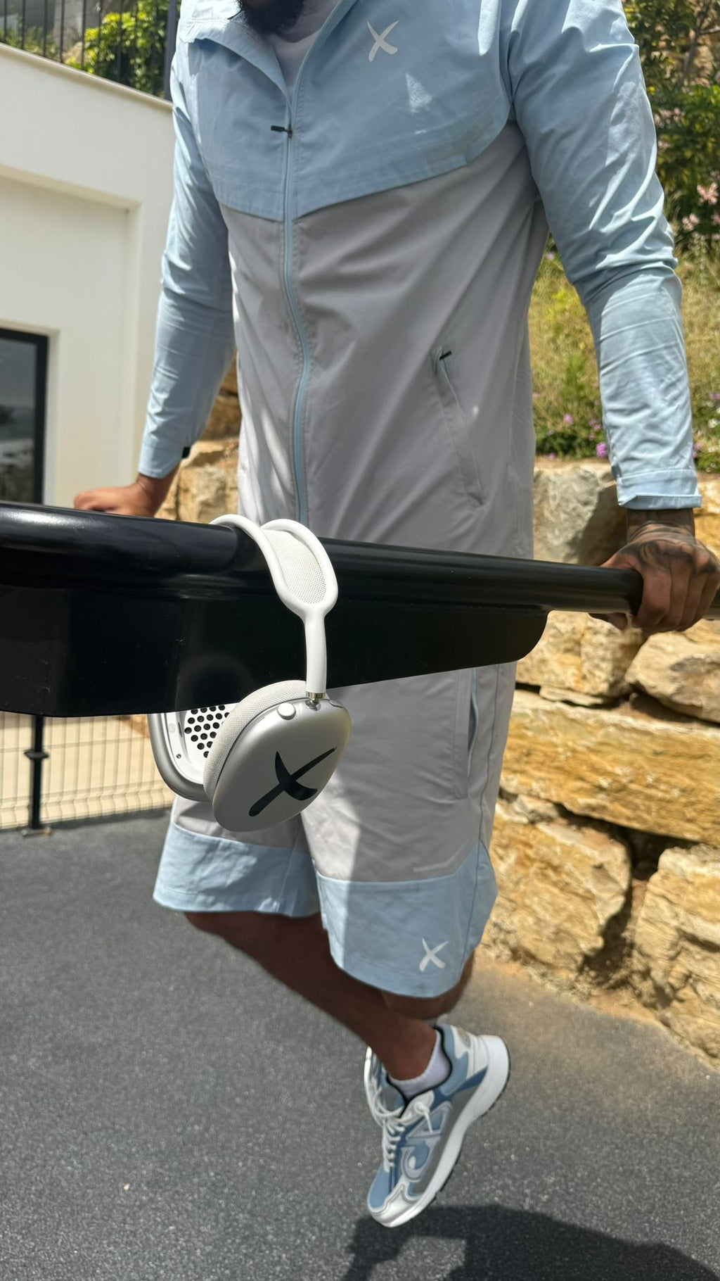 Blue Windbreaker + Shorts