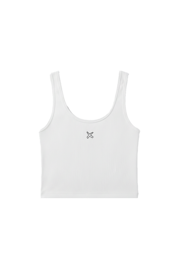Women's White Cropped Ribbed Vest
