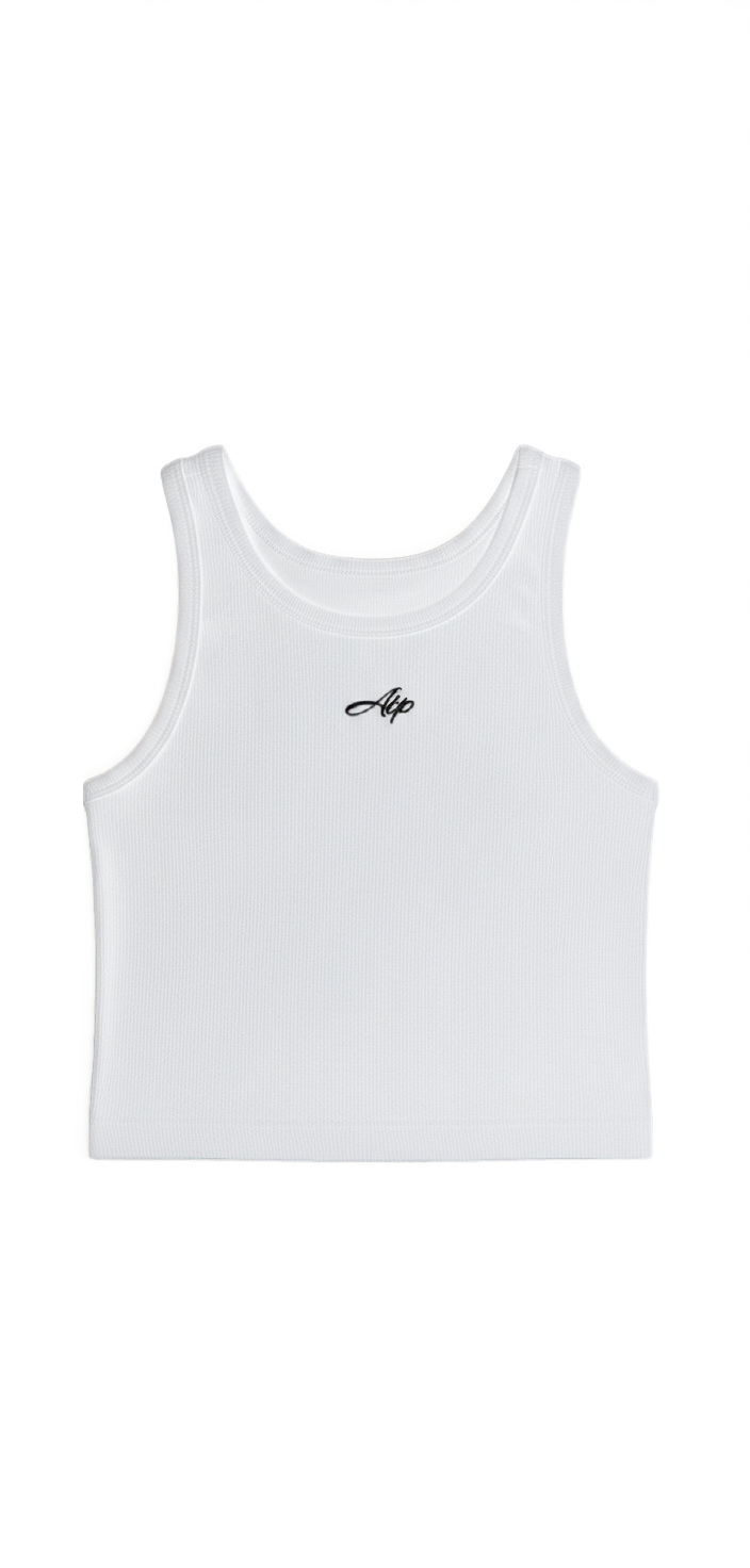 Women's White Ribbed Vest